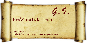 Grünblat Irma névjegykártya